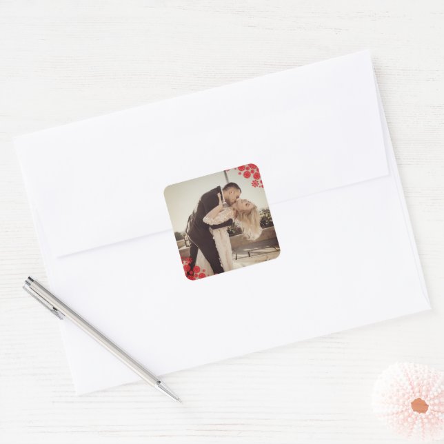 Sticker Carré Snowflakes Love Peace Joy Kisses Mariage photo (Enveloppe)