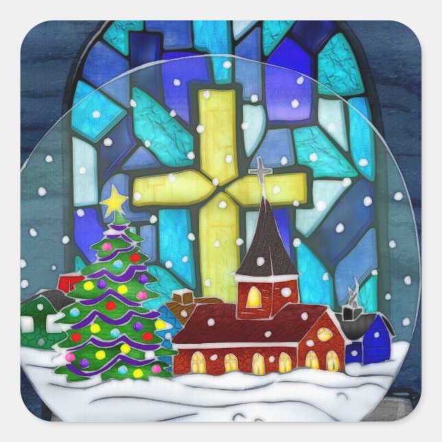 Sticker Carré Snowglobe Whimsey (Devant)
