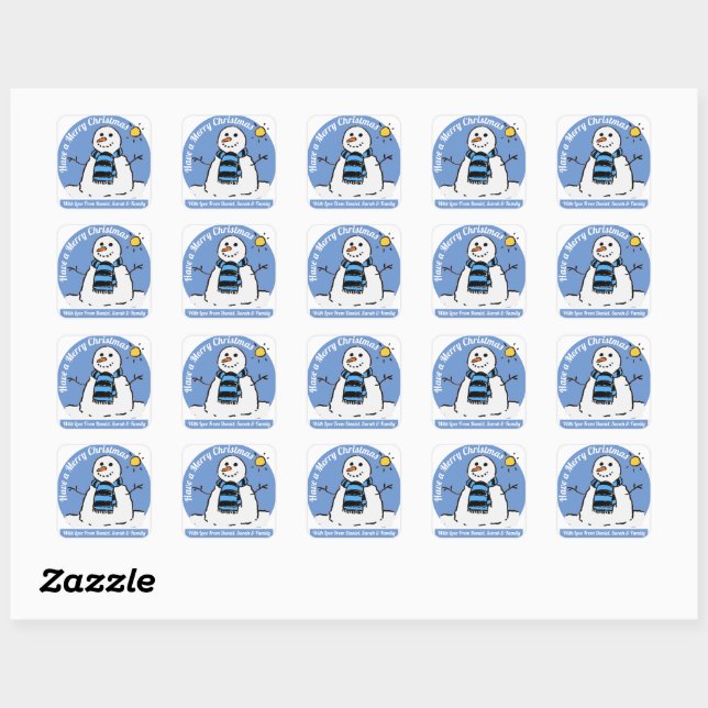 Sticker Carré Snowman avec message ! (Feuille)