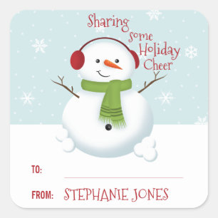 Sticker Carré Snowman Holiday Cheval
