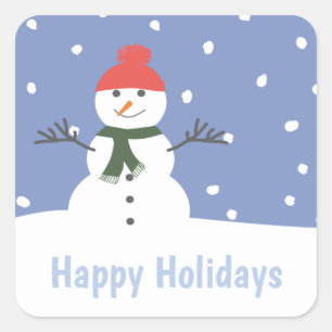 Sticker Carré Snowman Joyeuses vacances Noël