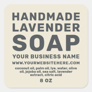 Sticker Carré Soap Lavande Faite À La Main Moderne Antique Blanc
