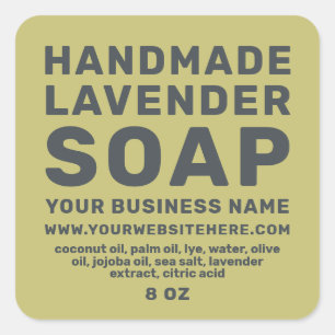 Sticker Carré Soap Lavande Faite À La Main Moderne Olive Green