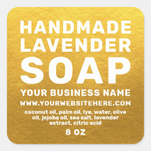 Sticker Carré Soap Or Lavande Fabriqué À La Main