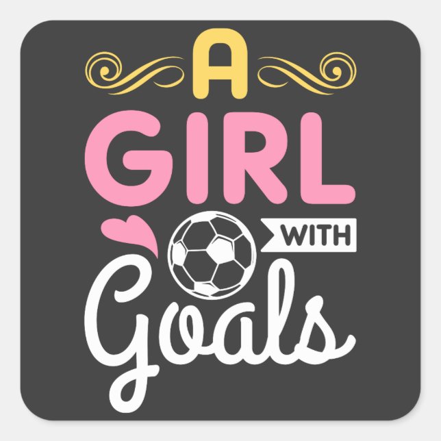 Sticker Carré Soccer - Une Fille Avec Des Buts (Devant)