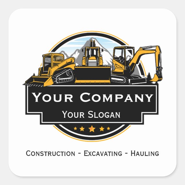 Sticker Carré Société de construction d'équipement lourd profess (Devant)