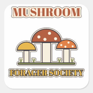 Sticker Carré Société de récolte de champignons Cottagecore vint