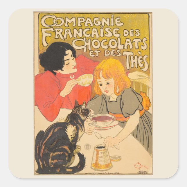 Sticker Carré Société française de chocolats et de thés, Art Nou (Devant)