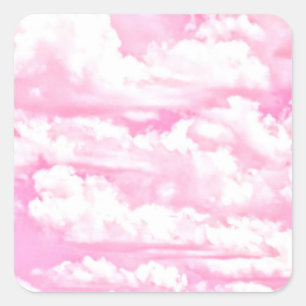 Sticker Carré Soft Happy Rose Nuages Décor