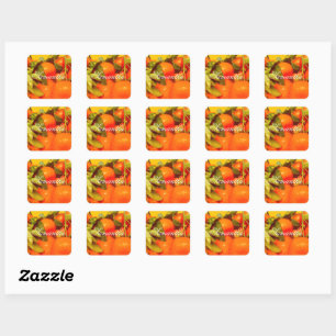 Sticker Carré Soft Orange Fruit Aesthétique