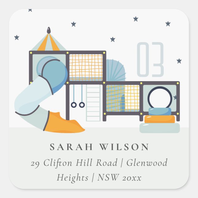 Sticker Carré Soft Play Center Indoor Jungle Gym Adresse pour en (Devant)