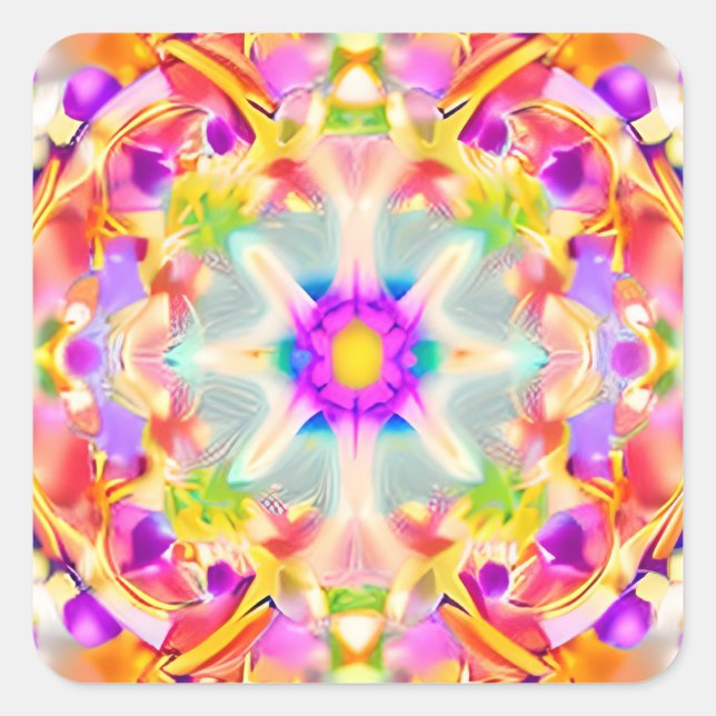 Sticker Carré Soft Spring Pastels Tie Dye Motif (Devant)