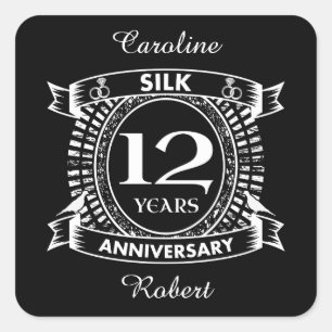 Sticker Carré Soie du 12e anniversaire du mariage