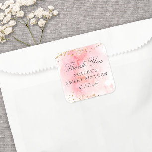 Sticker Carré Soignée Pretty Rose Aquarelle Party Favoriser