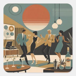 Sticker Carré Soirée Dansante Martini Ambiance Californienne Mil