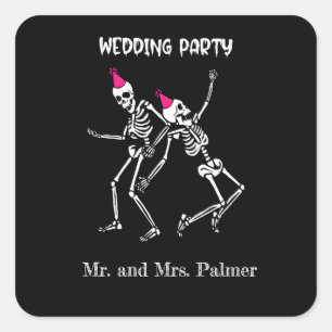Sticker Carré Soirée de mariage de Witchy Goth Halloween
