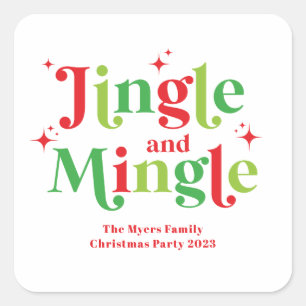Sticker Carré Soirée de Noël Jingle and Mingle