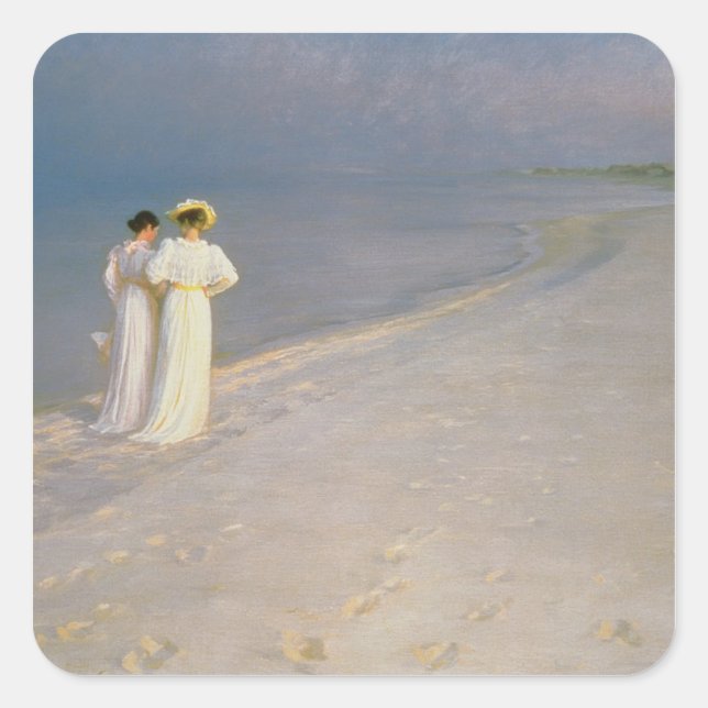 Sticker Carré Soirée d'été sur la Skagen Southern Beach (Devant)