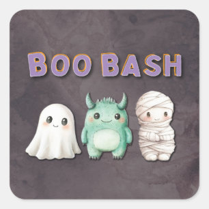 Sticker Carré Soirée d'Halloween en costume mignon