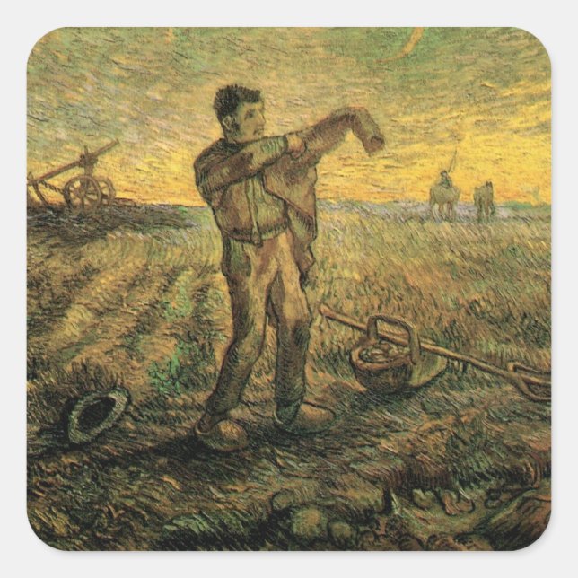 Sticker Carré Soirée - Fin de journée par Vincent van Gogh (Devant)
