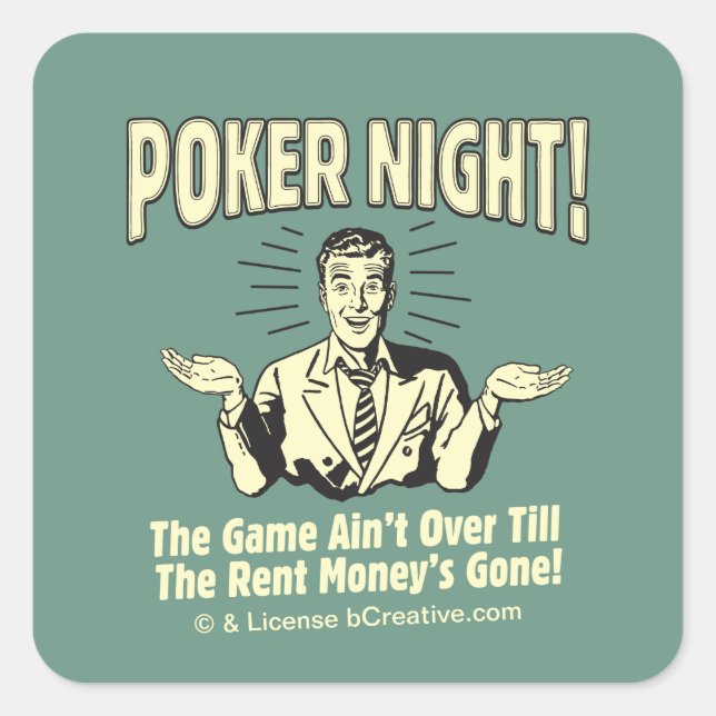 Sticker Carré Soirée Poker ! Le jeu n'est pas fini (Devant)