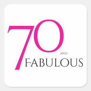 Sticker Carré Soixante-dix ans et Fabuleux Minimal Rose 70e Anni
