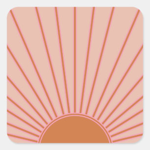 Sticker Carré Soleil lever Terracotta Terre Tons Soleil