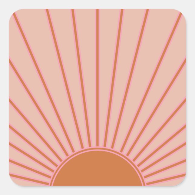 Sticker Carré Soleil lever Terracotta Terre Tons Soleil (Devant)