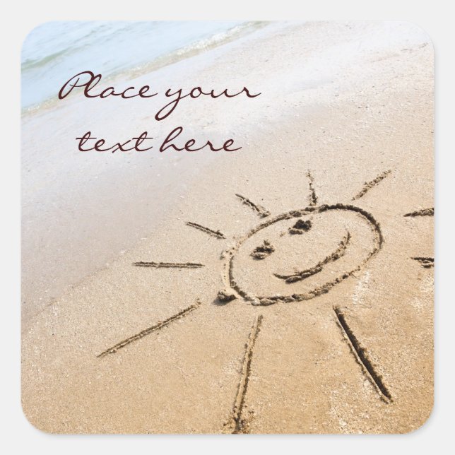 Sticker Carré Soleil Sur La Plage (Devant)