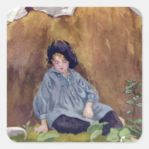 Sticker Carré Sommeil bleu de Little Boy sous le Haycock