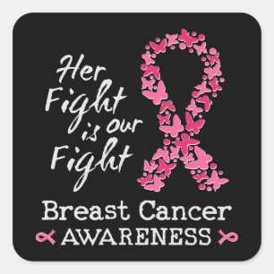 Sticker Carré Son combat est notre combat Conscience du cancer d