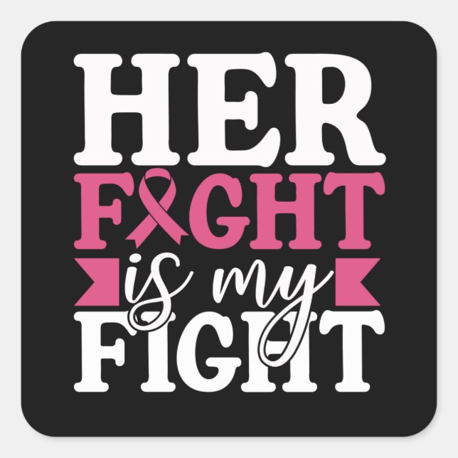 Sticker Carré Son combat ma famille de combat jumelage cancer du (Devant)