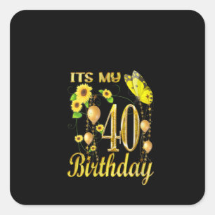 Sticker Carré Son papillon de tournesol de mes 40 ans
