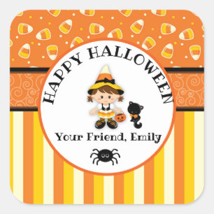 Sticker Carré Sorcière Halloween personnalisée