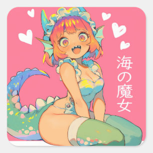 Sticker Carré Sorcière maritime "Umi no Majo" Kawaii Anime Monst