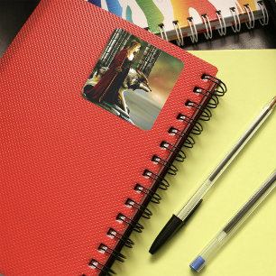 Sticker Carré Sorcière Mystique Loup Gardien Pierre Portail