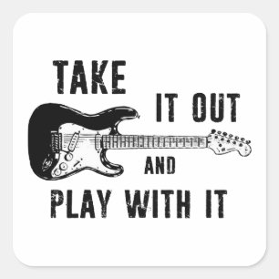 Sticker Carré Sortez Et Jouez Avec Elle Guitare