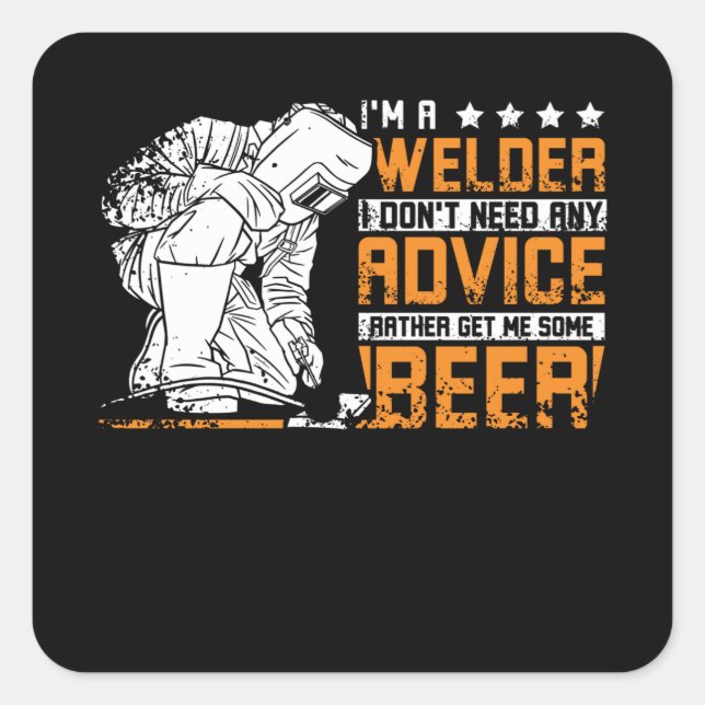 Sticker Carré Souder Et Bière (Devant)