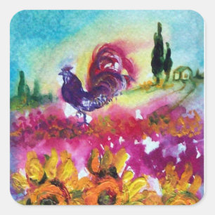 STICKER CARRÉ SOUFFLE ET ROOSTER NOIR