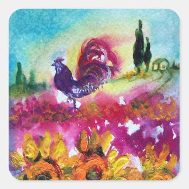 STICKER CARRÉ SOUFFLE ET ROOSTER NOIR (Devant)