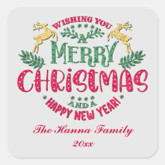 Sticker Carré Souhaitez-vous un joyeux Noël et une bonne année