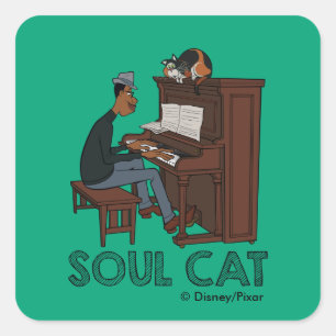 Sticker Carré Soul  Joe et Mr Mittens au piano