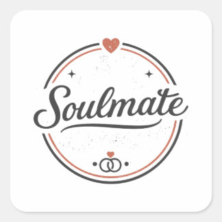 Sticker Carré Soulmate Retro Love Minimal(Light) Couple Matching