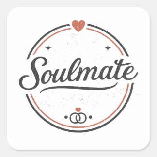Sticker Carré Soulmate Retro Love Minimal(Light) Couple Matching
