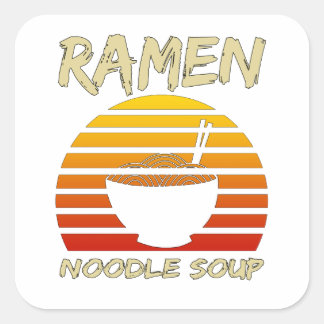 Sticker Carré Soupe de nouilles Ramen Kawaii nouilles japonaises