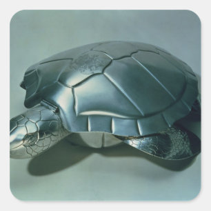 Sticker Carré Soupière de soupe sous la forme d'une tortue,