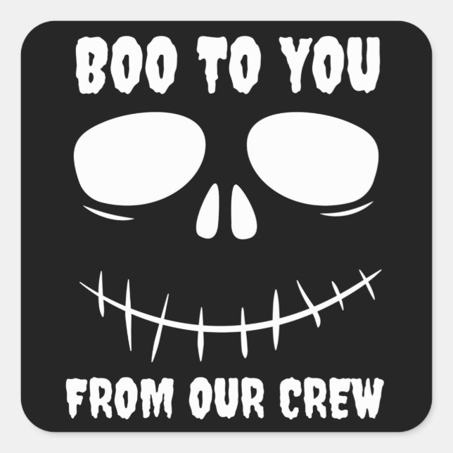 Sticker Carré Souriant Fantôme Visage Drôle Halloween Enfants Bo (Devant)