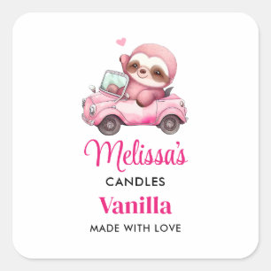 Sticker Carré Souriant parfum rose dans un véhicule à bougie