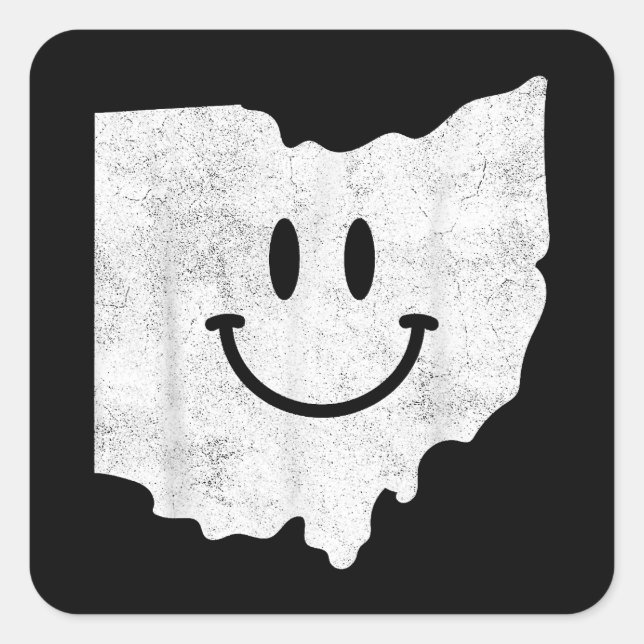Sticker Carré Sourire en OH - Drôle Ohio Happy Face (Devant)
