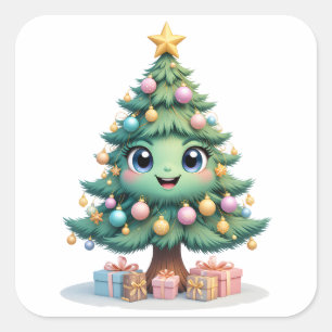 Sticker Carré Sourire Noël délice